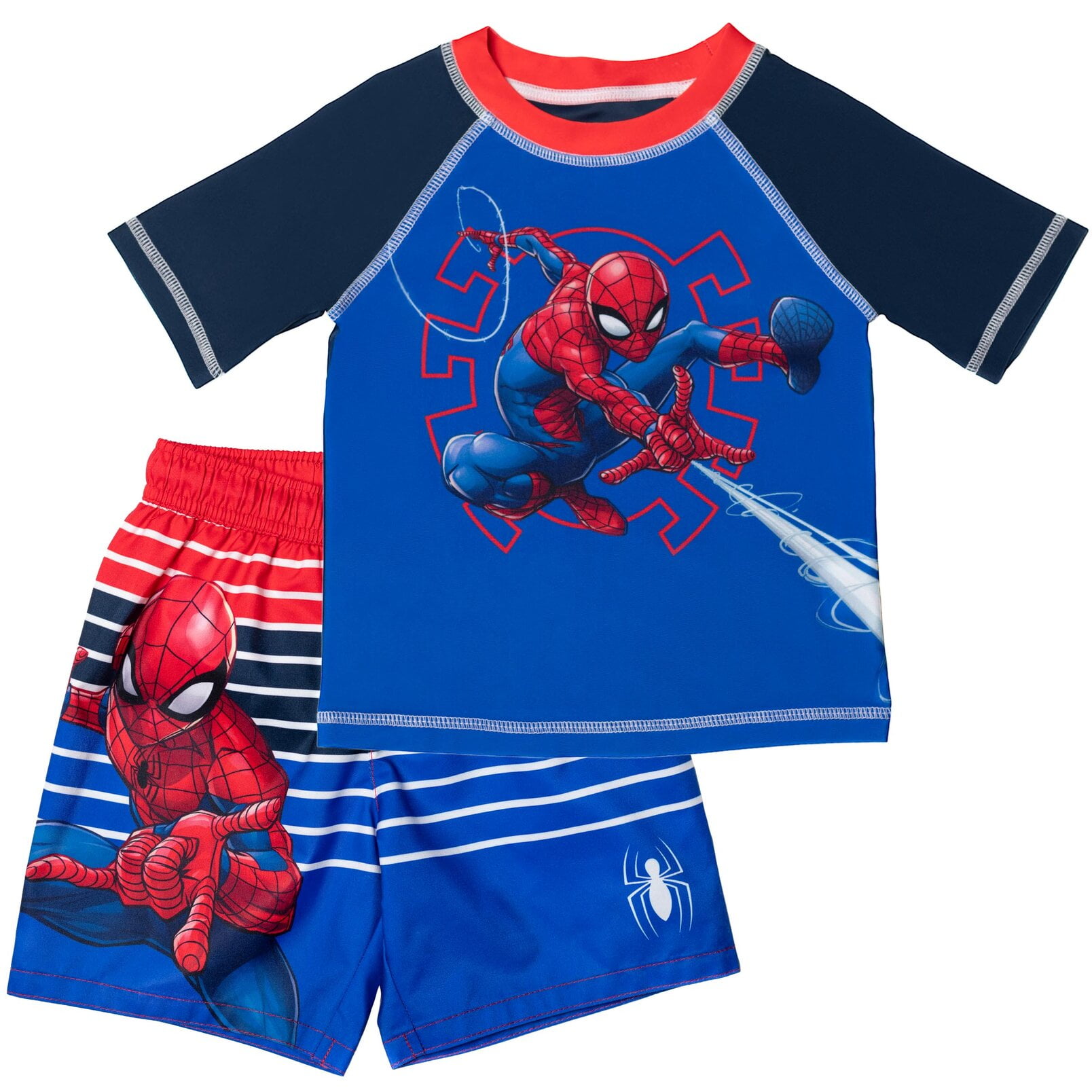 Marvel Blue Quick Drying Pullover Rash Guard & Swim Trunks Outfit Set 14-16(Boy's)