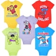 thumbnail image 1 of Marvel Boy's 5-Pack Avengers Short Sleeve Onesie Creepers Assortment, 1 of 6