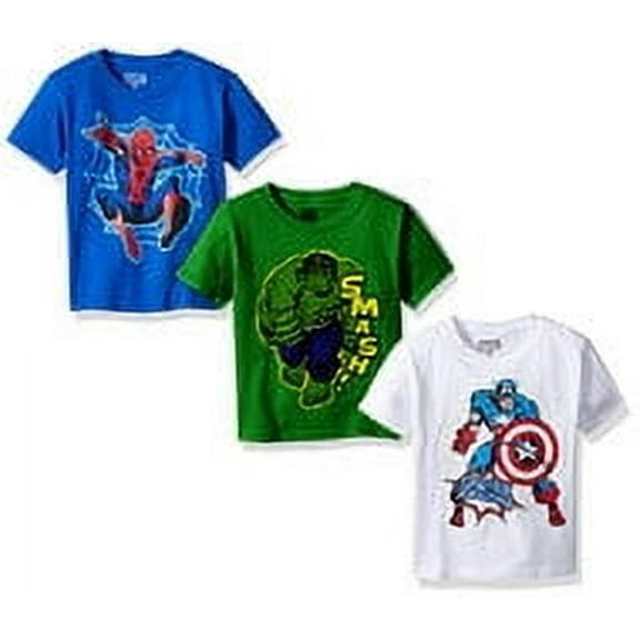Marvel Boys Hulk, Captain American Spiderman T-Shirt 3 Pack, Size 3T
