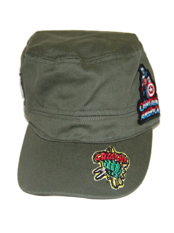 Boys Army Green Super Hero Patches hat Size: 4-6 yrs