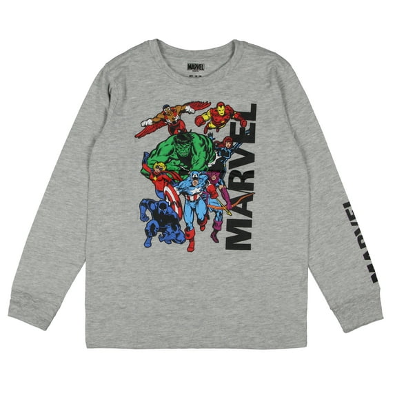 Marvel Boys' Avengers In Action Character Group Kids Long Sleeve T-Shirt