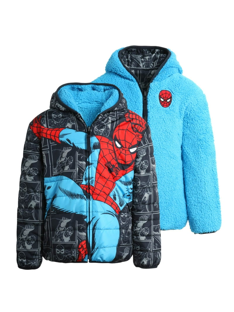 Marvel Boys' Avengers Spider-Man Reversible Jacket – Sherpa Fleece