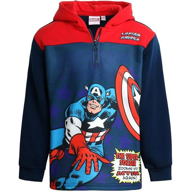Marvel Boys' Avengers Sweatshirt Quarter Zip Fleece Hoodie Spider