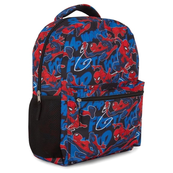 Marvel Boy's Backpack, Printed Allover Cartoon Spiderman Schoolbag for Kids Black Spiderman