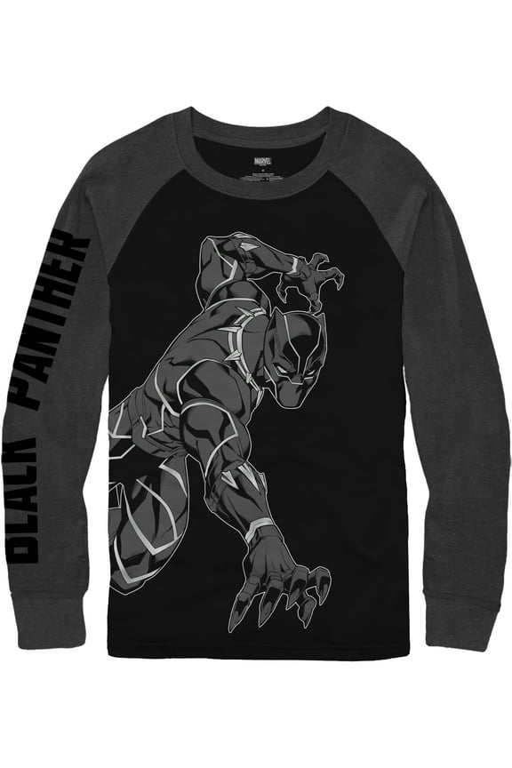 Boys' Black Panther Long Sleeve Raglan T-Shirt, Sizes XS-2XL