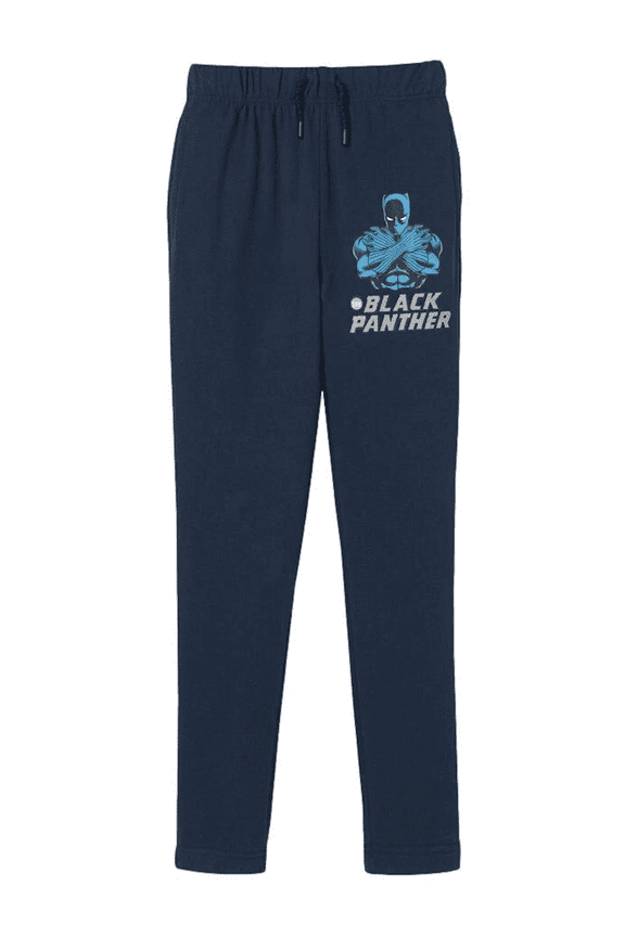 Boys Black Panther Drawstring Fleece Sweatpants, Sizes XS-XL