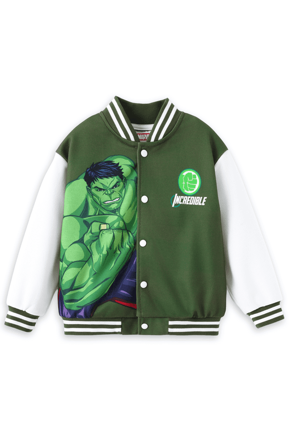 Marvel Boys Bomber Jackets The Incredible Hulk Green Varsity Lightweight Sweatshirts Gift Fall Spring Toddler 2T