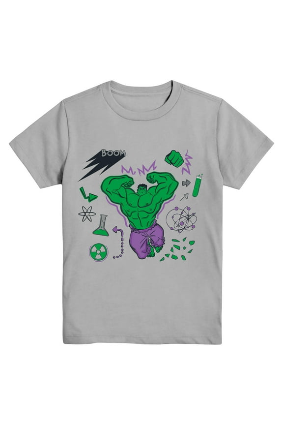 Marvel Boys Hulk Scribble, Crew Neck, Short Sleeve, Graphic T-shirt, Sizes 4-18