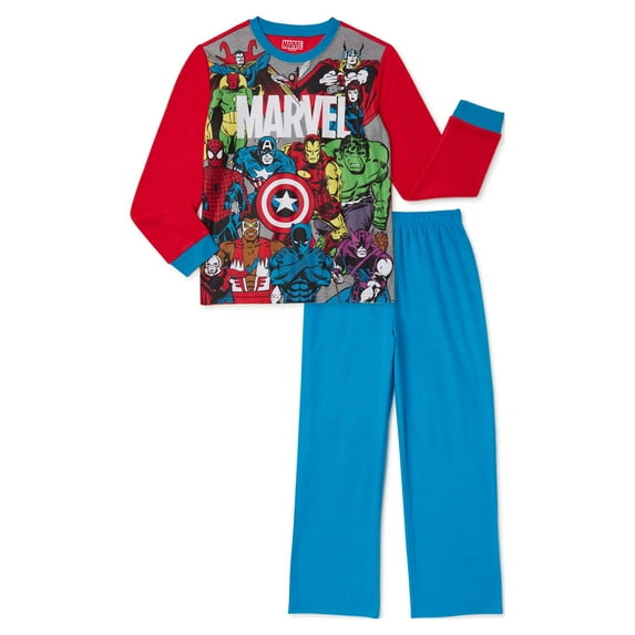 Marvel Boys Long Sleeve Top and Pant Pajama Sleep Set, 2-Piece, Sizes 4-12