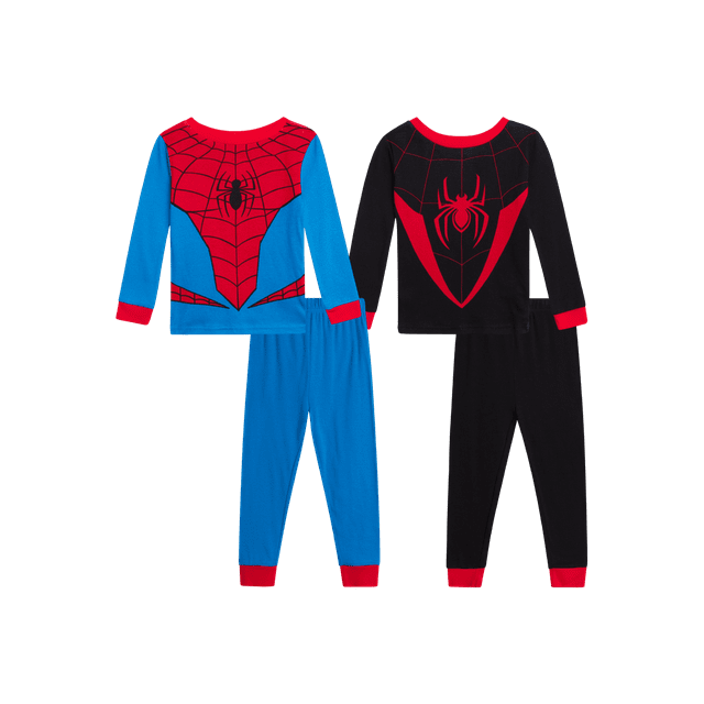 Marvel Boys' Pajamas - 4 Piece Spiderman Halloween Costume Long Sleeve Top & Pants Set (2T-10)