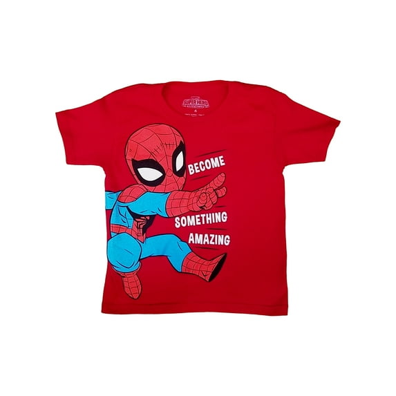 Marvel Boys Red Spider-Man "Become Something Amazing" Tee Shirt T-Shirt Size 5-6