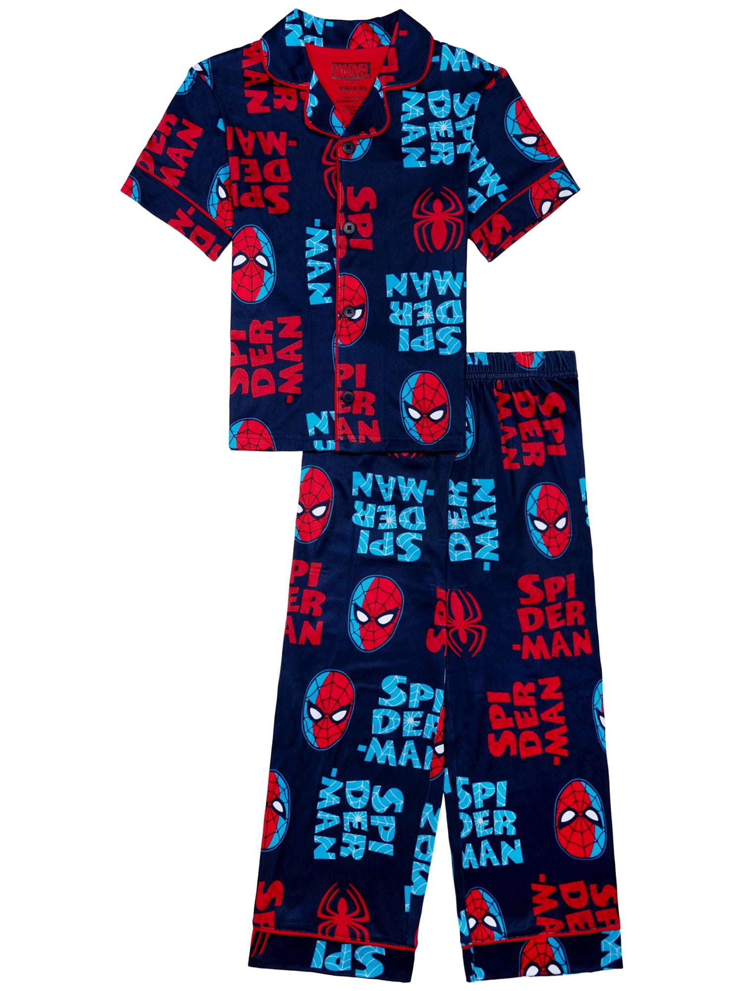 Marvel Boys Short Sleeve Coat and Pant Pajama Set, 2-Piece, Sizes 4-12
