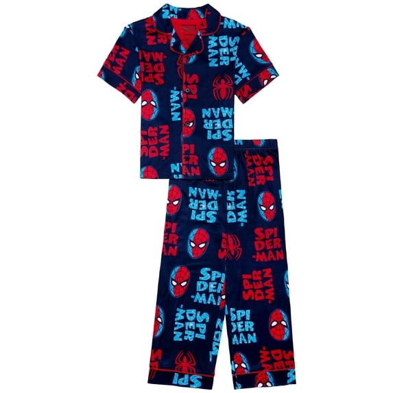 Marvel Boys Short Sleeve Coat and Pant Pajama Set, 2-Piece, Sizes 4-12