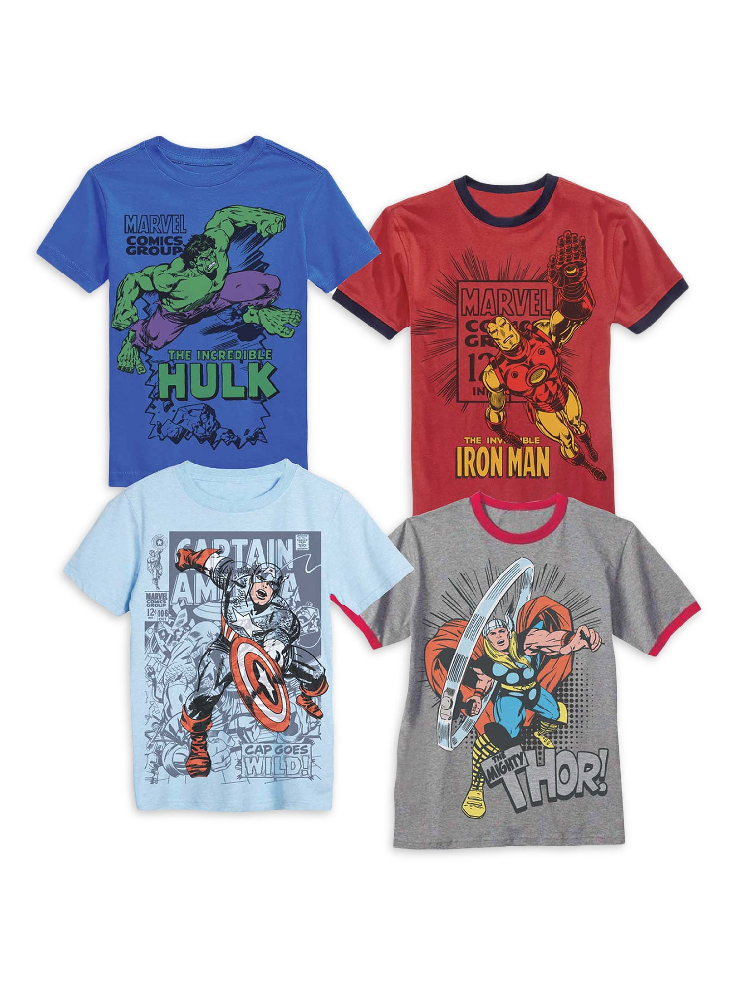 T-Shirt, Boys The Sizes 4-16 Comics 4-Pack, Graphic Avengers