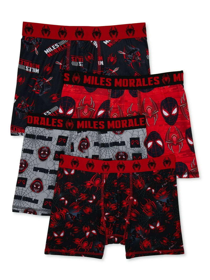 Marvel Boys Spider Man Boxer Briefs 4-Pack, Moisture-Wicking