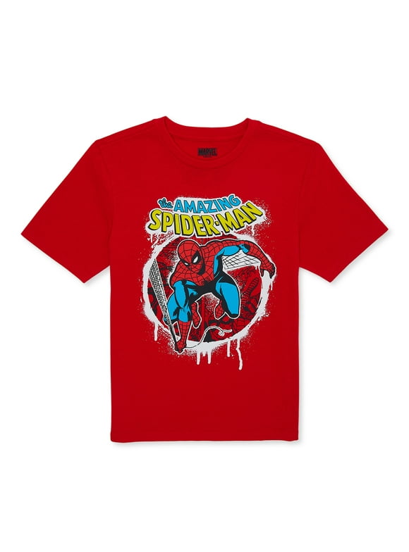 Marvel Boys Spider-Man City Slinger, Crew Neck, Short Sleeve, Graphic T-Shirt, Sizes 4-18