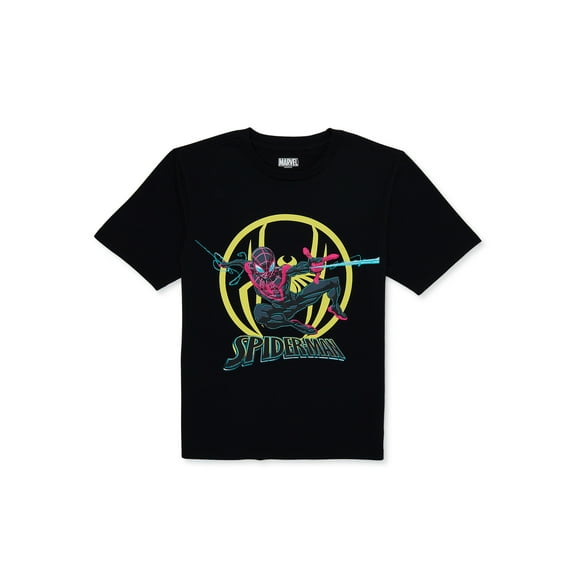 Marvel Boys Spider-Man Miles Morales, Crew Neck, Short Sleeve, Graphic T-Shirt, Sizes 4-18