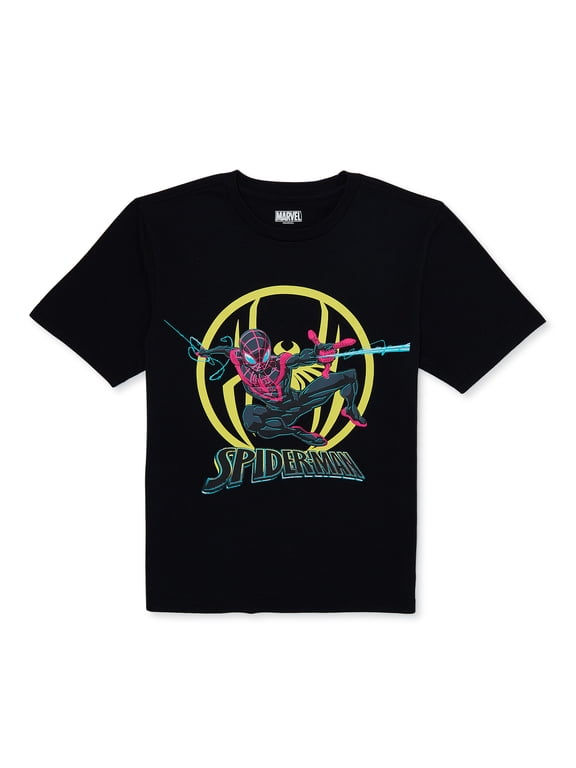 Marvel Boys Spider-Man Miles Morales, Crew Neck, Short Sleeve, Graphic T-Shirt, Sizes 4-18