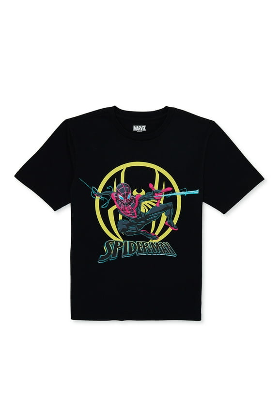 Marvel Boys Spider-Man Miles Morales, Crew Neck, Short Sleeve, Graphic T-Shirt, Sizes 4-18