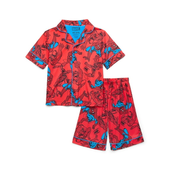 Marvel Boys Spider-Man Pajama Notched Graphic Top & Shorts Set, 2-Piece, Sizes 4-12