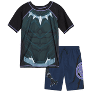 Marvel Boys' Spider-Man Rash Guard Set - UPF 50+ 2 Piece Swim Shirt and Bathing Suit Trunks (2T-12)