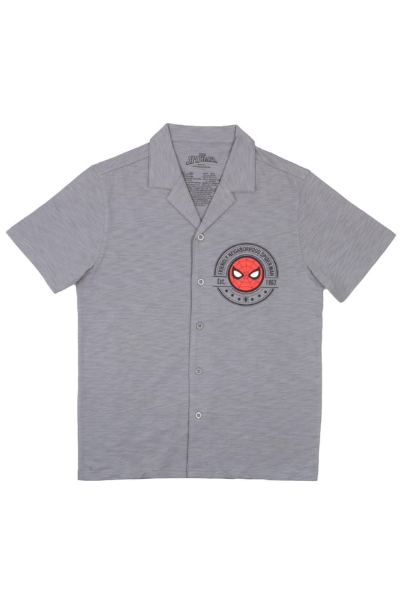 Boys Spider‑Man Short Sleeve Button‑Down Shirt (Little & Big Boys), Sizes 4–16