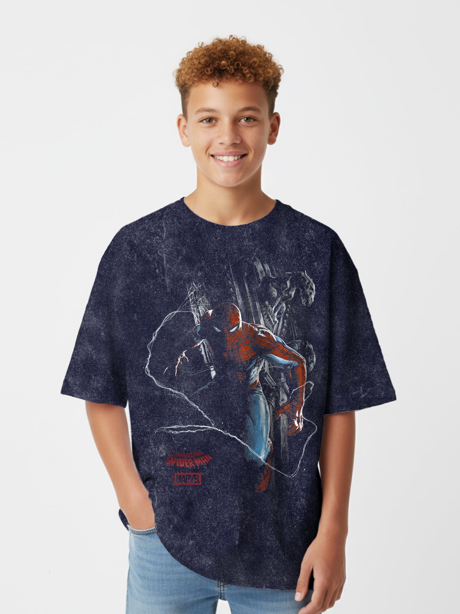 Spider Man Boys Mineral Wash Graphic Tee, Sizes XS-XXL