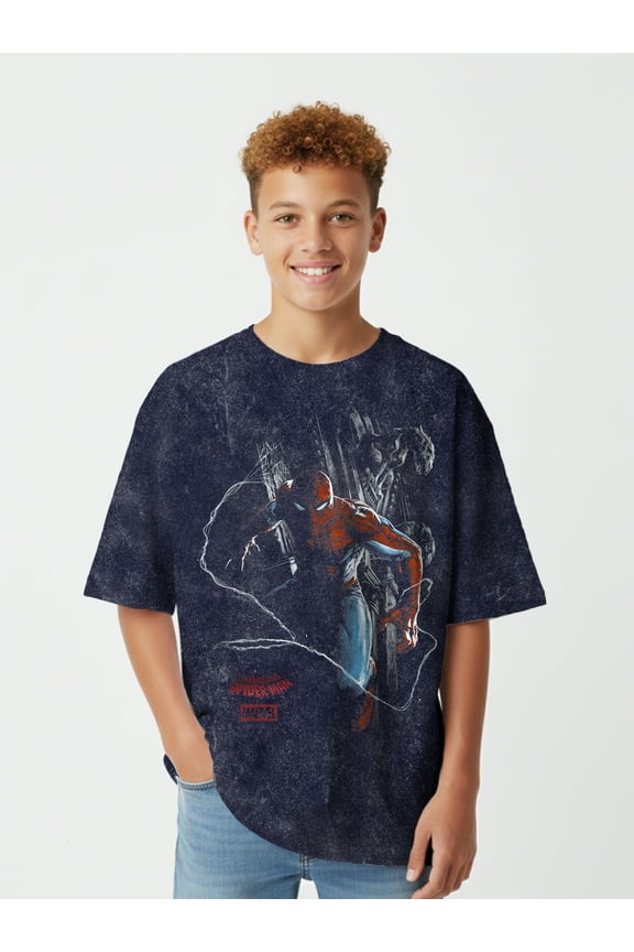 Spider Man Boys Mineral Wash Graphic Tee, Sizes XS-XXL