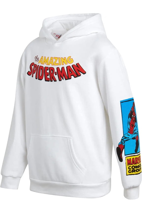 Boys' Super Hero Sweatshirt - Spider-Man, Thor, Hulk, Iron Man Graphic Pullover Hoodie (10-16)