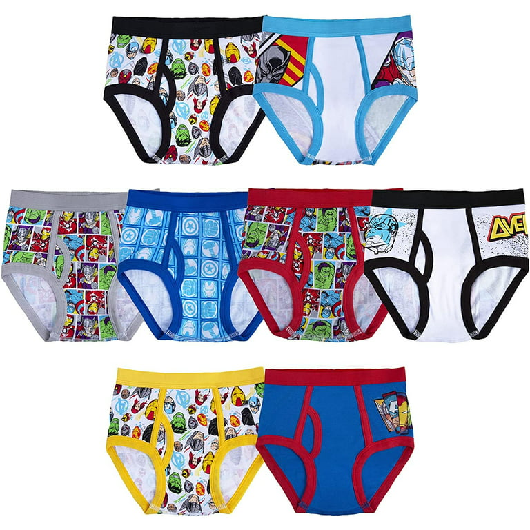 Marvel Boys Underwear - 8-Pack Cotton Toddler/Little Kid/Big Kid Size  Briefs Kids Hulk, Captain Americ and more!