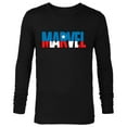 thumbnail image 1 of Marvel Brick Logo in Captain America Colors - Long Sleeve T-Shirt for Men - Customized-Black, 1 of 5