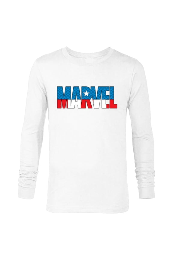 Brick Logo in Captain America Colors - Long Sleeve T-Shirt for Men - Customized-White