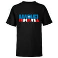 thumbnail image 1 of Marvel Brick Logo in Captain America Colors - Short Sleeve T-Shirt for Kids - Customized-Black, 1 of 5