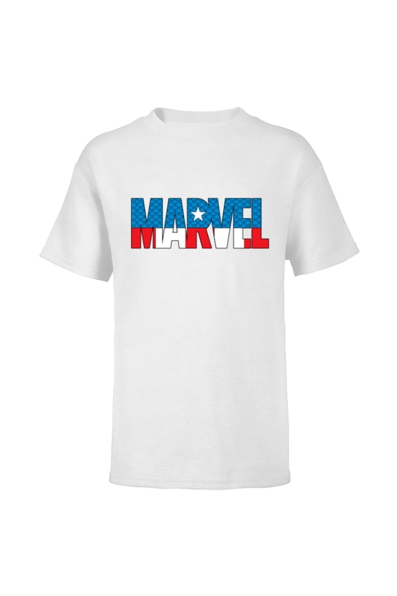 Brick Logo in Captain America Colors - Short Sleeve T-Shirt for Kids - Customized-White