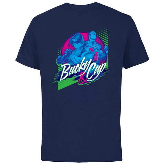 Marvel Bucky Barnes and Captain America Best Friends - Short Sleeve Cotton T-Shirt for Adults - Customized-Navy