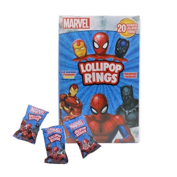 Marvel Valentine's Classroom Exchange Lollipop Rings Candy - 8.46oz/20ct