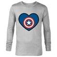 thumbnail image 1 of Marvel Captain America Avengers Heart Love Valentine’s Day - Long Sleeve T-Shirt for Men - Customized-Athletic Heather, 1 of 5