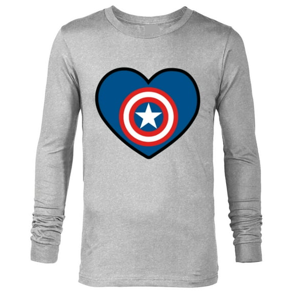Marvel Captain America Avengers Heart Love Valentine’s Day - Long Sleeve T-Shirt for Men - Customized-Athletic Heather