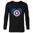 thumbnail image 1 of Marvel Captain America Avengers Heart Love Valentine’s Day - Long Sleeve T-Shirt for Men - Customized-Black, 1 of 5
