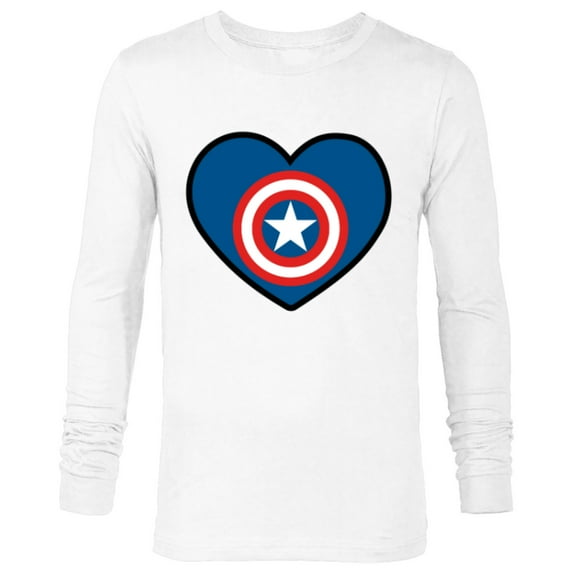 Marvel Captain America Avengers Heart Love Valentine’s Day - Long Sleeve T-Shirt for Men - Customized-White