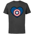 thumbnail image 1 of Marvel Captain America Avengers Heart Love Valentine’s Day - Short Sleeve Cotton T-Shirt for Adults - Customized-Charcoal, 1 of 5