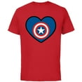 thumbnail image 1 of Marvel Captain America Avengers Heart Love Valentine’s Day - Short Sleeve Cotton T-Shirt for Adults - Customized-Red, 1 of 5