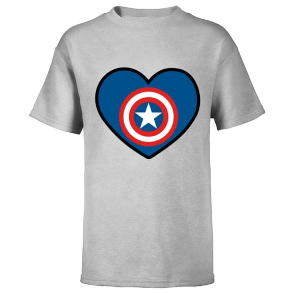 Marvel Captain America Avengers Heart Love Valentine’s Day - Short Sleeve T-Shirt for Kids - Customized-Athletic Heather