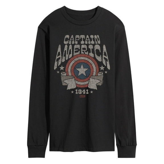 Marvel Captain America - Band Tee Style - Men's Long Sleeve Graphic Tee