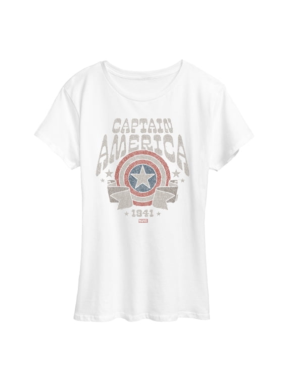 - Captain America Band Tee Style Women's Short Sleeve Graphic T-Shirt