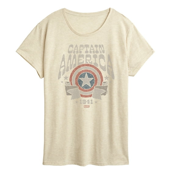 Marvel Captain America - Band Tee Style - Women's Short Sleeve Graphic T-Shirt