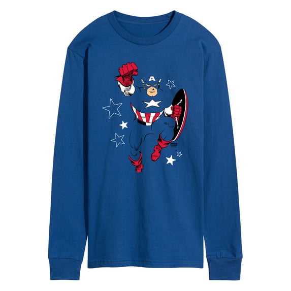 Marvel - Captain America Blue Knockout - Men's Long Sleeve Graphic T-Shirt