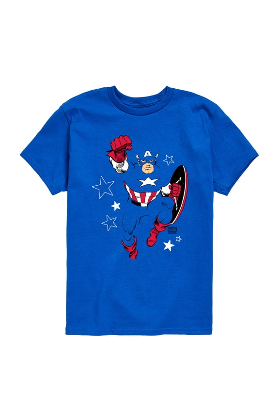 - Captain America Blue Knockout - Toddler Short Sleeve Graphic T-Shirt