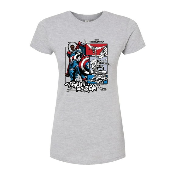 Marvel Captain America: Brave New World - Captain America Ink Grid - Juniors Fitted Tee