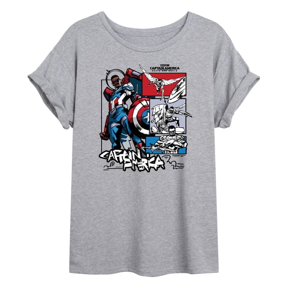 Marvel Captain America: Brave New World - Captain America Ink Grid - Women's Oversized Tee